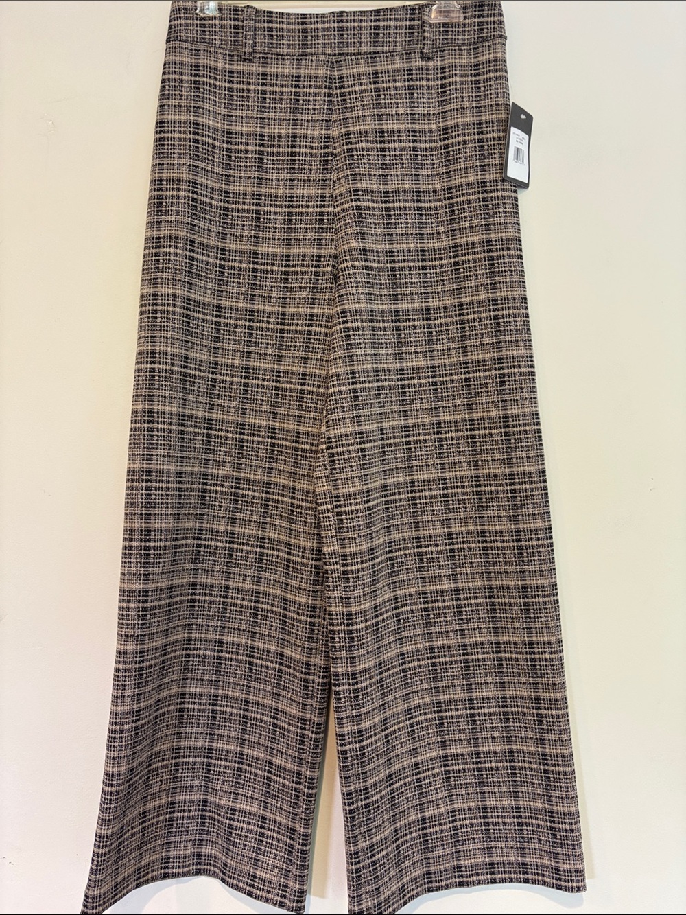 Lysse Plaid Wide-Leg Trousers in Black and Tan